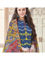 Ravishing Blue Pure Killer Silk Designer Patola Print Gown